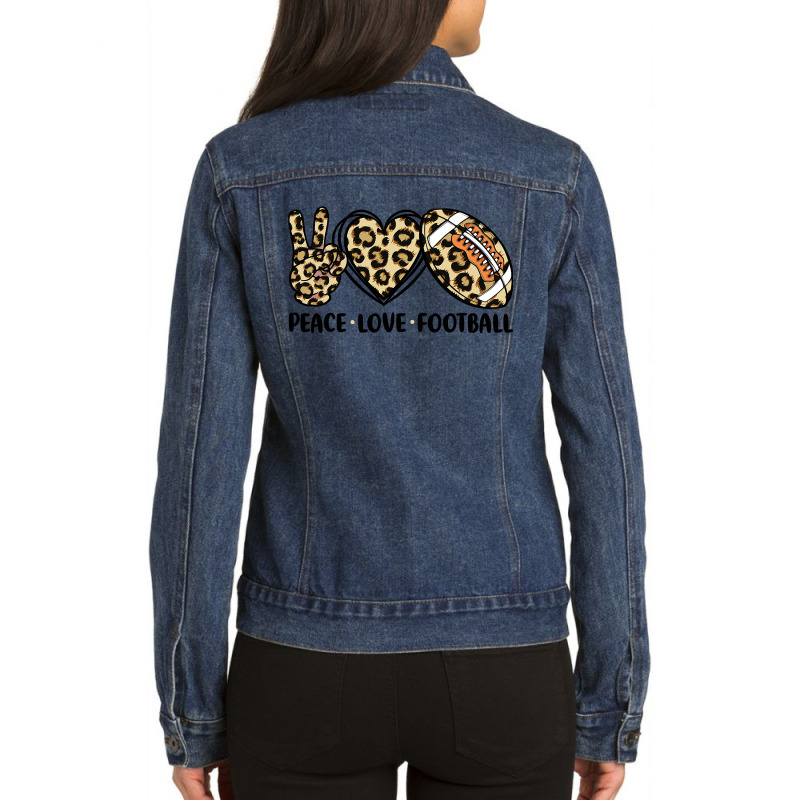 Football Leopard Peace Love Football Womenn Girls Toddler 78 Football  Ladies Denim Jacket by coolquirrell | Artistshot