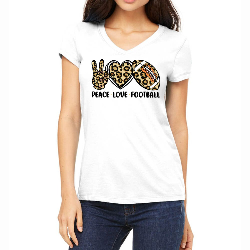 Football Leopard Peace Love Football Womenn Girls Toddler 78 Football  Women's V-Neck T-Shirt by coolquirrell | Artistshot