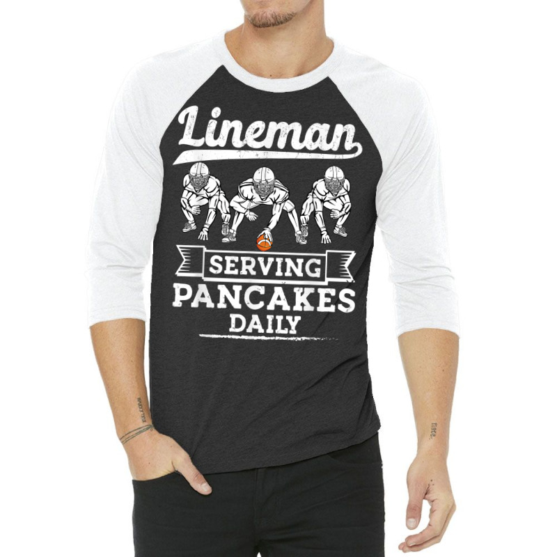 Football Lineman Serving Pancakes Daily Offensive Lineman T Shirt 3/4 Sleeve Shirt | Artistshot