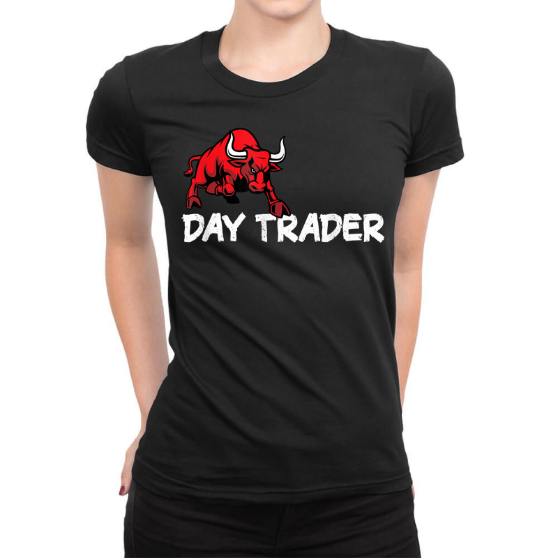 Stock Market Bull Broker Tshirt Gift Day Trader T Shirt Ladies Fitted T-Shirt by cm-arts | Artistshot