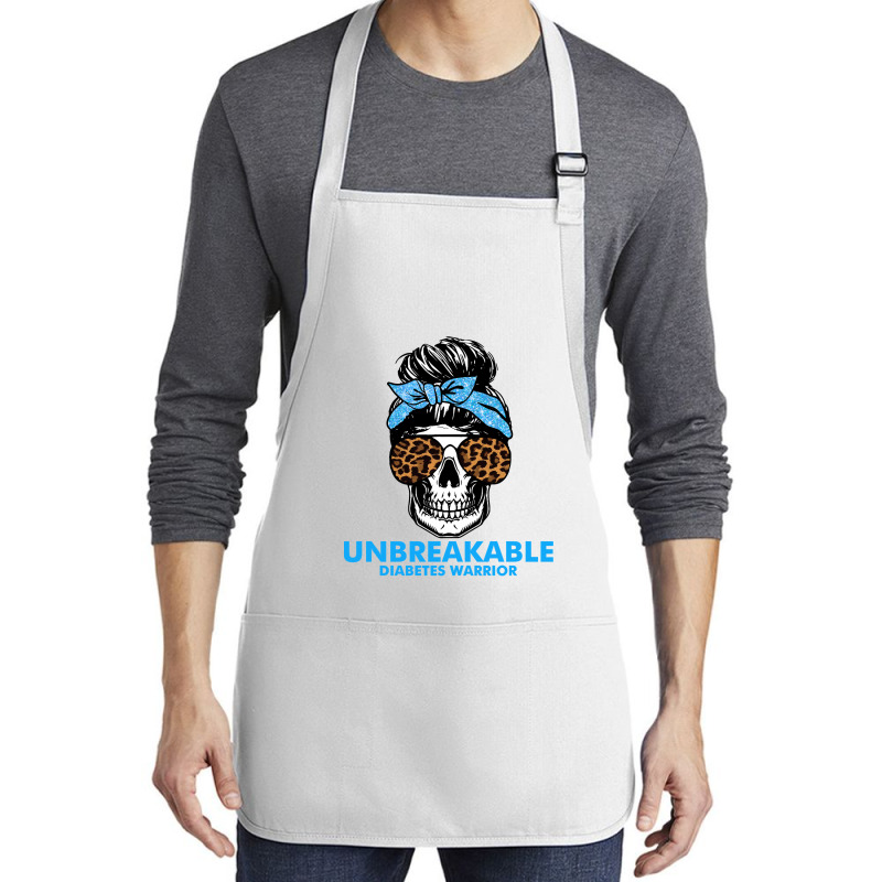 Diabetes Unbreakable Diabetes Warrior Skull Halloweenfor Woman 332 Awa Medium-length Apron | Artistshot