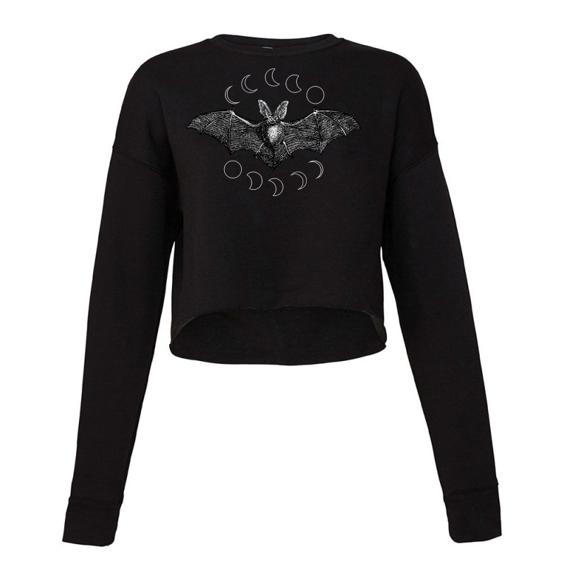 Phases Of The Moon Vampire Bat Goth Lunar Witch Wicca Witchy Pullover Cropped Sweater by cm-arts | Artistshot