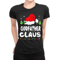 Godfather Claus Christmas Pajama Family Matching Xmas Light Ladies Fitted T-shirt | Artistshot