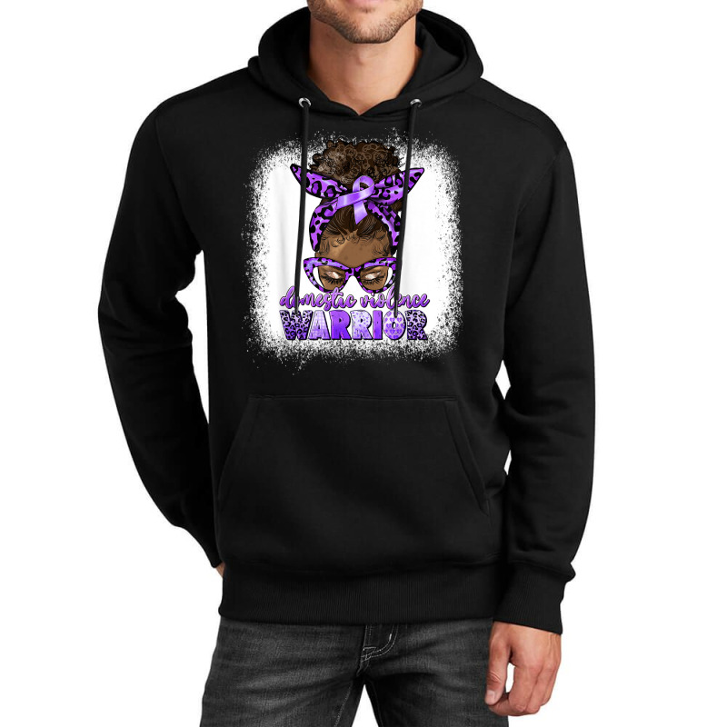 Black Woman Domestic Violence Warrior Afro Messy Bun Purple T Shirt Unisex Hoodie | Artistshot