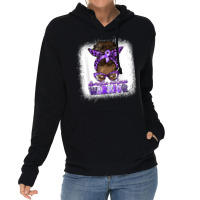 Black Woman Domestic Violence Warrior Afro Messy Bun Purple T Shirt Lightweight Hoodie | Artistshot