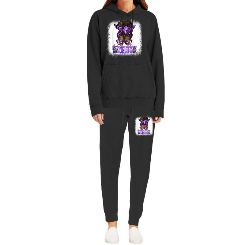 Black Woman Domestic Violence Warrior Afro Messy Bun Purple T Shirt Hoodie & Jogger Set | Artistshot