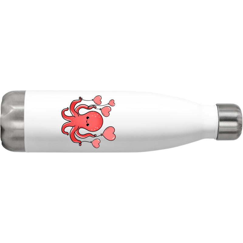 Octopus With Heart Balloons Valentines Day Octopus Stainless Steel Water Bottle | Artistshot