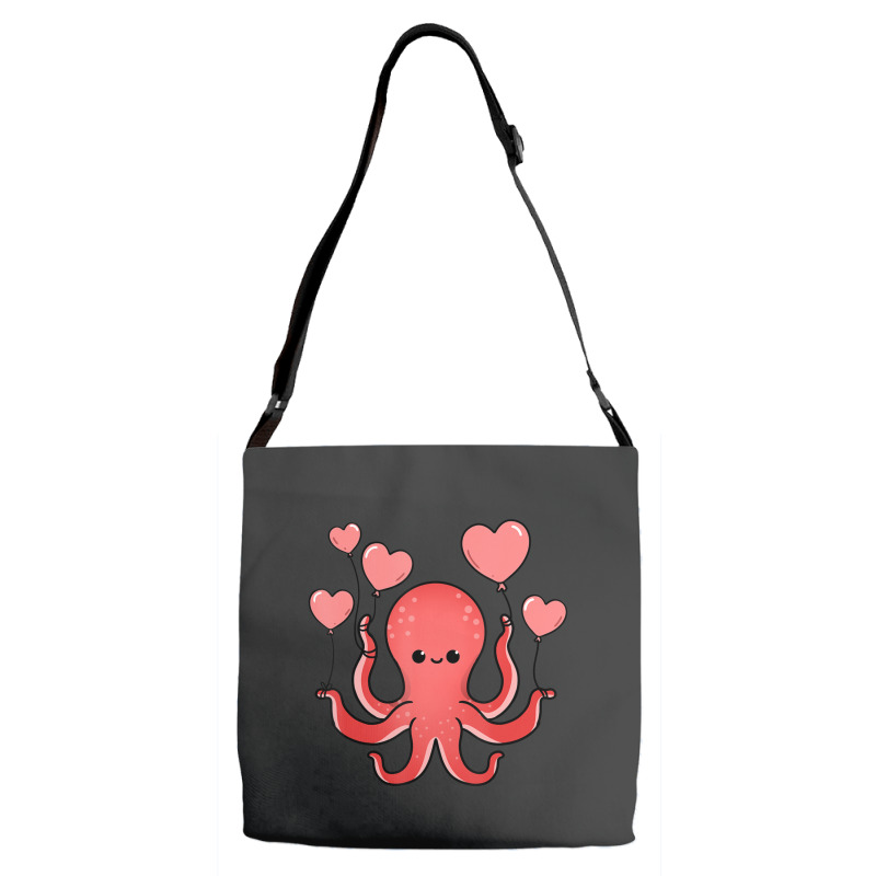 Octopus With Heart Balloons Valentines Day Octopus Adjustable Strap Totes | Artistshot