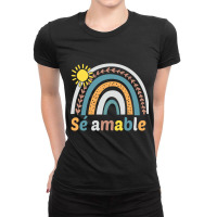 Sé Amable Spanish Bilingual Teacher Be Kind Boho Rainbow Pullover Hoo Ladies Fitted T-shirt | Artistshot