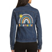 Sé Amable Spanish Bilingual Teacher Be Kind Boho Rainbow Pullover Hoo Ladies Denim Jacket | Artistshot