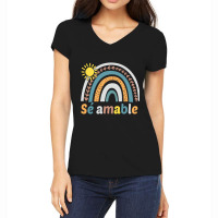 Sé Amable Spanish Bilingual Teacher Be Kind Boho Rainbow Pullover Hoo Women's V-neck T-shirt | Artistshot