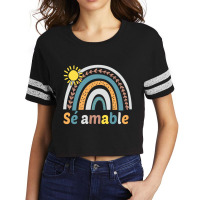 Sé Amable Spanish Bilingual Teacher Be Kind Boho Rainbow Pullover Hoo Scorecard Crop Tee | Artistshot