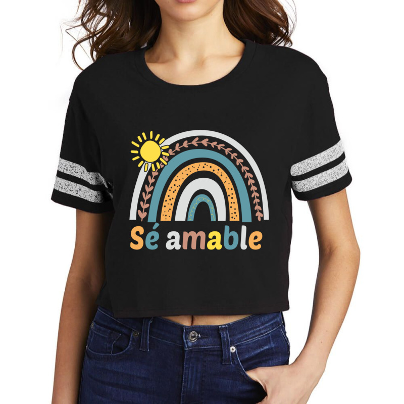 Sé Amable Spanish Bilingual Teacher Be Kind Boho Rainbow Pullover Hoo Scorecard Crop Tee by cm-arts | Artistshot