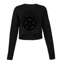 Flaming Pentagramblack Cropped Sweater | Artistshot