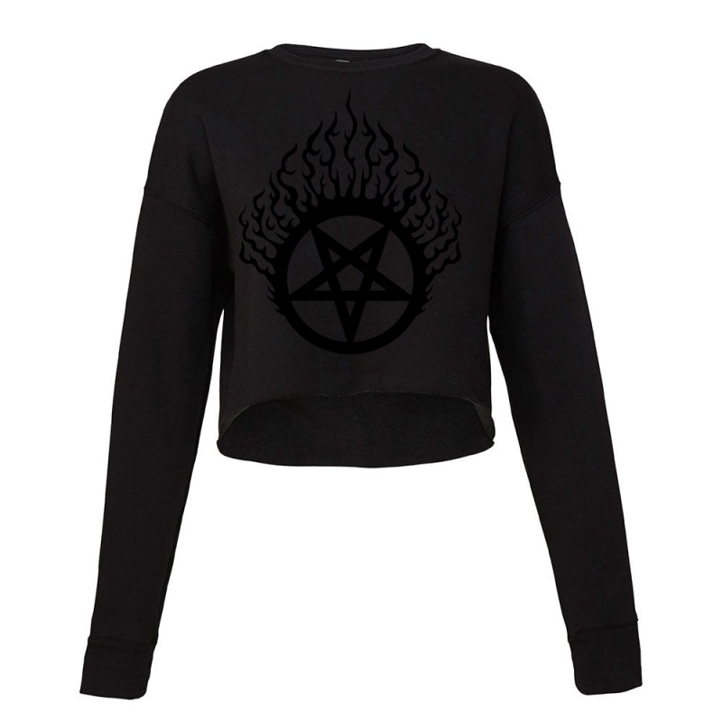 Flaming Pentagramblack Cropped Sweater by SEANMCDONOUGH | Artistshot