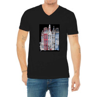 Cartoon Street Amsterdam Buildings Holland V-neck Tee | Artistshot