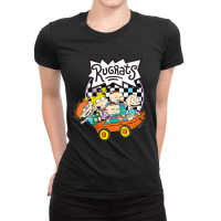 Womens Rugrats Checkerboard With Kids In Wagon V-neck Ladies Fitted T-shirt | Artistshot