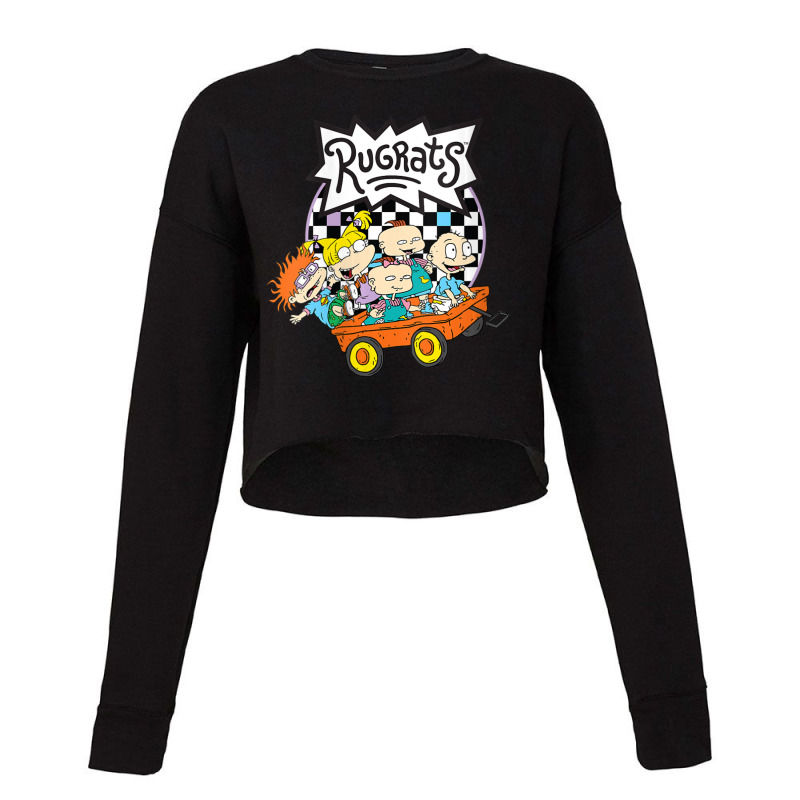 Womens Rugrats Checkerboard With Kids In Wagon V-neck Cropped Sweater by cm-arts | Artistshot