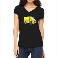 Yellow Mini Van Cartoon Women's V-neck T-shirt | Artistshot