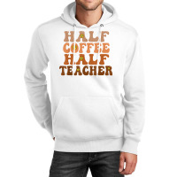 Half Coffee Half Teacher Groovy Wavy Design T Shirt Unisex Hoodie | Artistshot