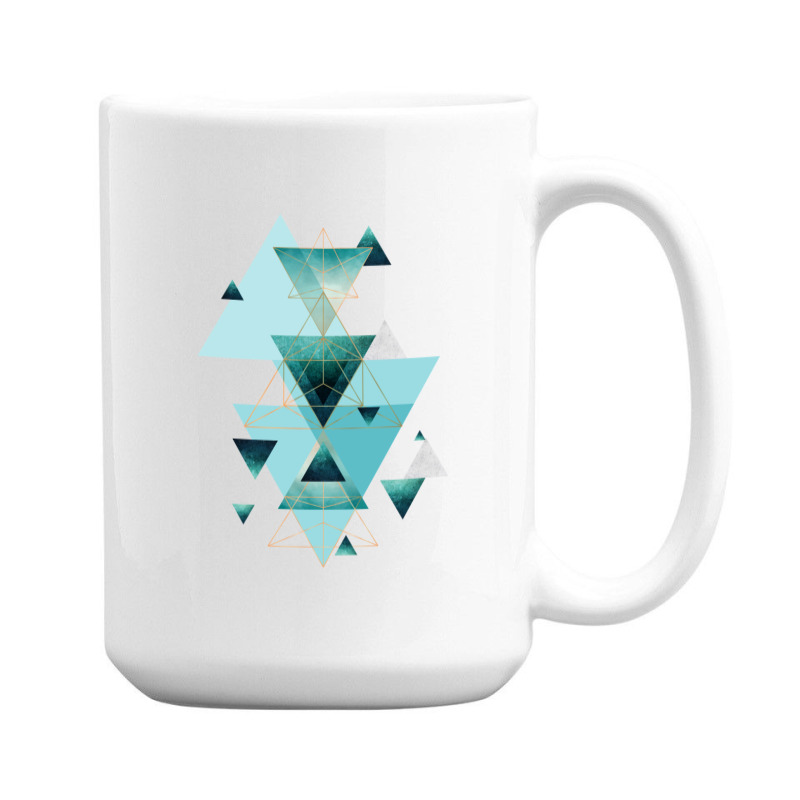 Geometric Triangle Compilation In Teal 15 Oz Coffee Mug | Artistshot