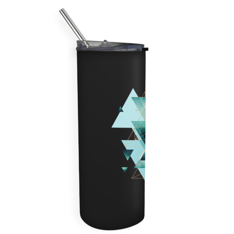 Geometric Triangle Compilation In Teal Skinny Tumbler | Artistshot