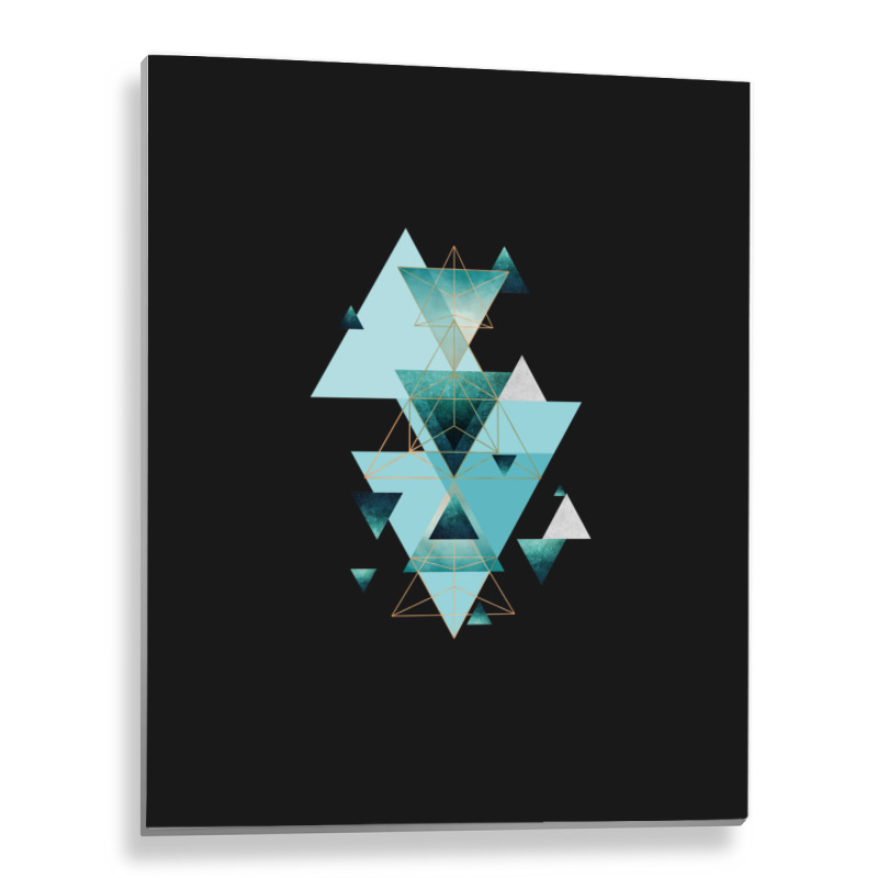 Geometric Triangle Compilation In Teal Metal Print Vertical | Artistshot