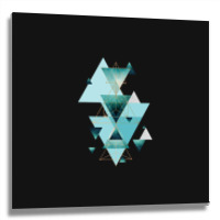 Geometric Triangle Compilation In Teal Metal Print Square | Artistshot