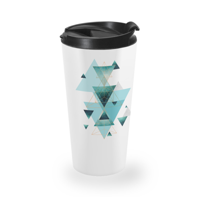 Geometric Triangle Compilation In Teal Travel Mug | Artistshot