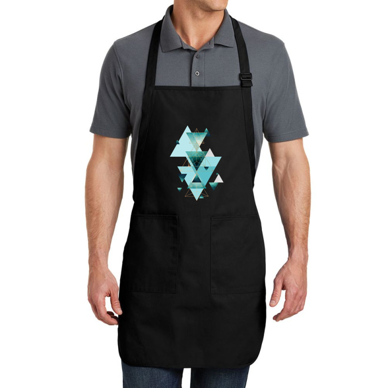 Geometric Triangle Compilation In Teal Full-length Apron | Artistshot