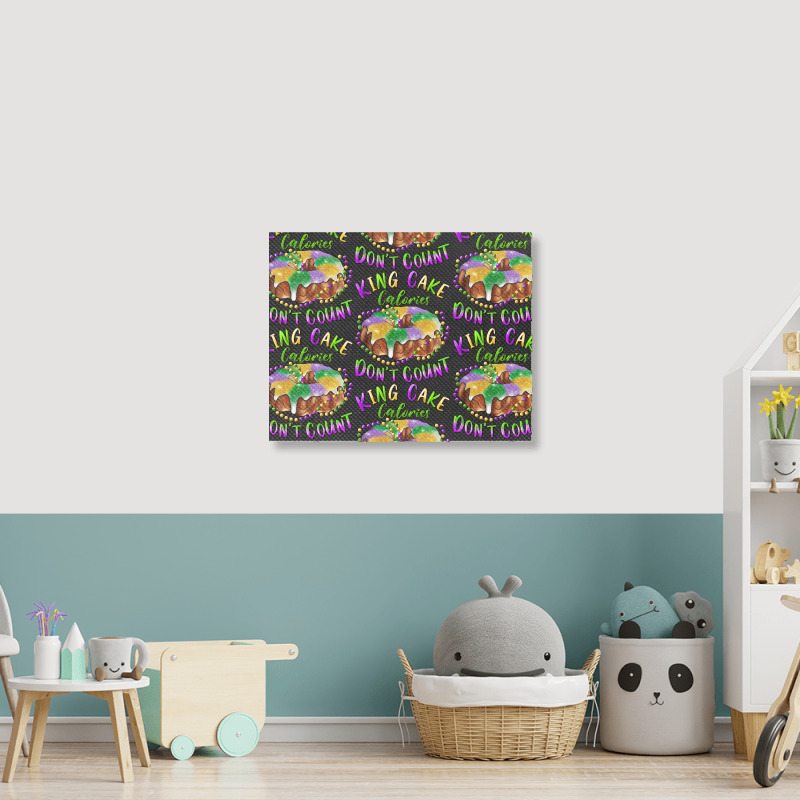 Mardi Gras King Cake Calories Don't Count Landscape Canvas Print | Artistshot