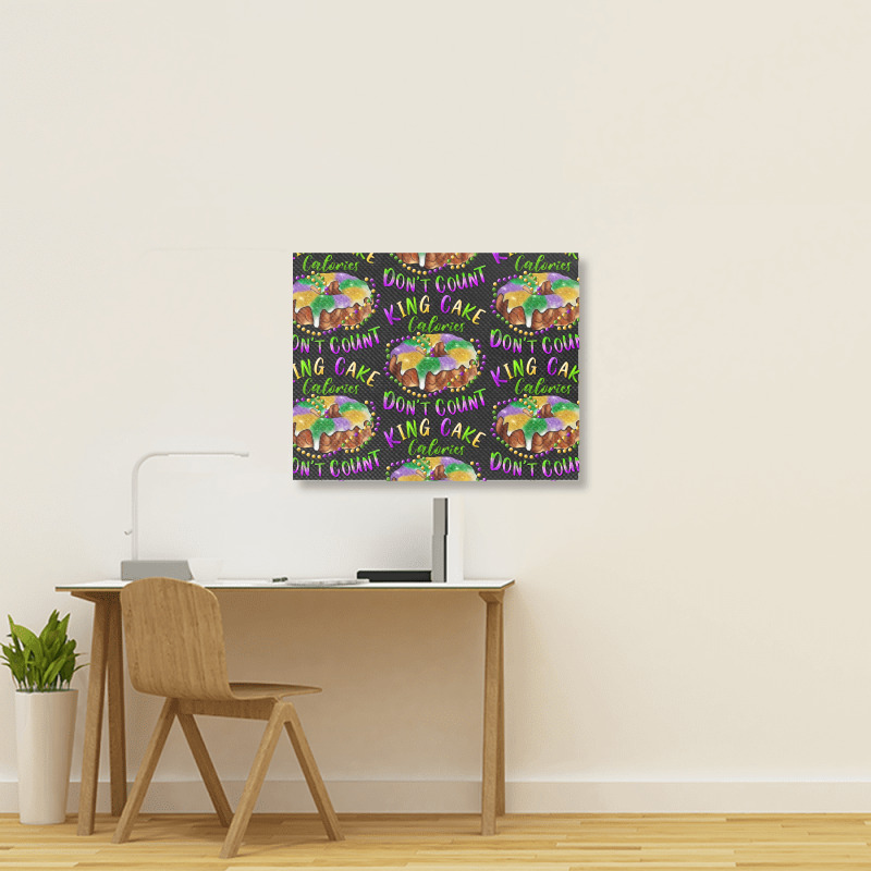 Mardi Gras King Cake Calories Don't Count Landscape Canvas Print | Artistshot