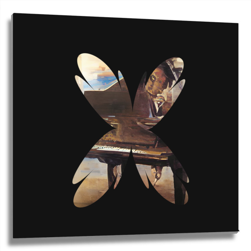 Beautiful Pianist Art Abstract Futuristic Digital Graphic Metal Print Square | Artistshot