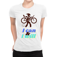 Funny Triathlon   Ironman I Can  Amp  I Will Ladies Fitted T-shirt | Artistshot