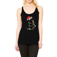 Black Santa Cat Tangled Up In Lights Christmas Santa Racerback Tank | Artistshot