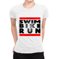 Swim Bike Run Triathlon Ladies Fitted T-shirt | Artistshot