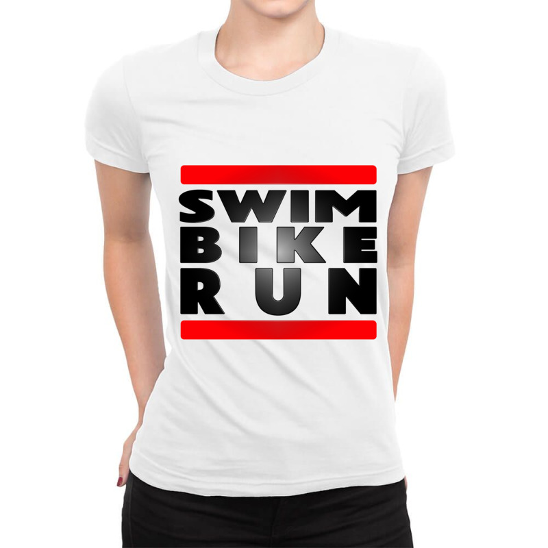 Swim Bike Run Triathlon Ladies Fitted T-Shirt by YAMARIMULERO | Artistshot