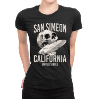 Vintage San Simeon Beach California Ca Retro Surfer Skull T Shirt Ladies Fitted T-shirt | Artistshot