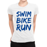 Swim Bike Run  Triathlon Cool Design Ladies Fitted T-shirt | Artistshot