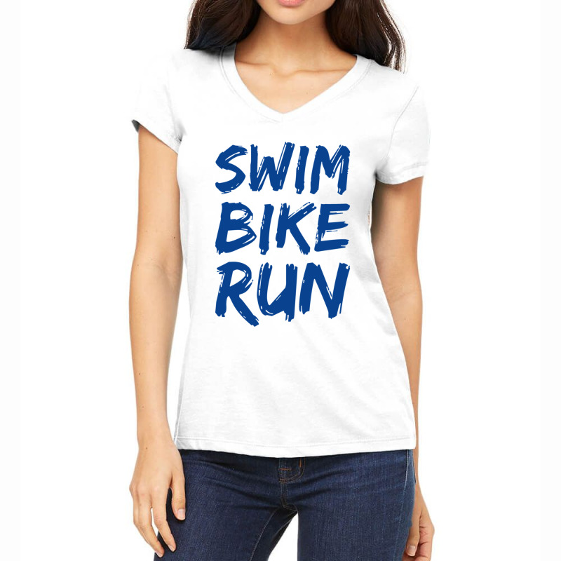 Swim Bike Run  Triathlon Cool Design Women's V-Neck T-Shirt by YAMARIMULERO | Artistshot