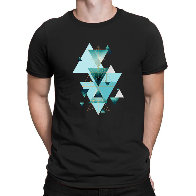 Geometric Triangle Compilation In Teal T-shirt | Artistshot