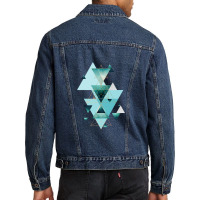 Geometric Triangle Compilation In Teal Men Denim Jacket | Artistshot