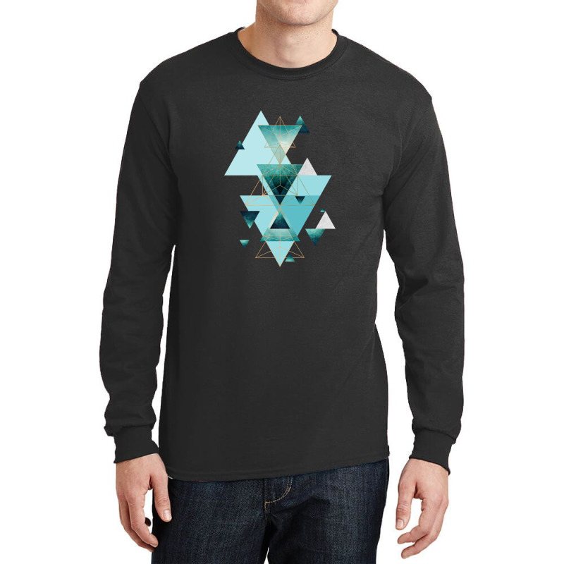 Geometric Triangle Compilation In Teal Long Sleeve Shirts | Artistshot