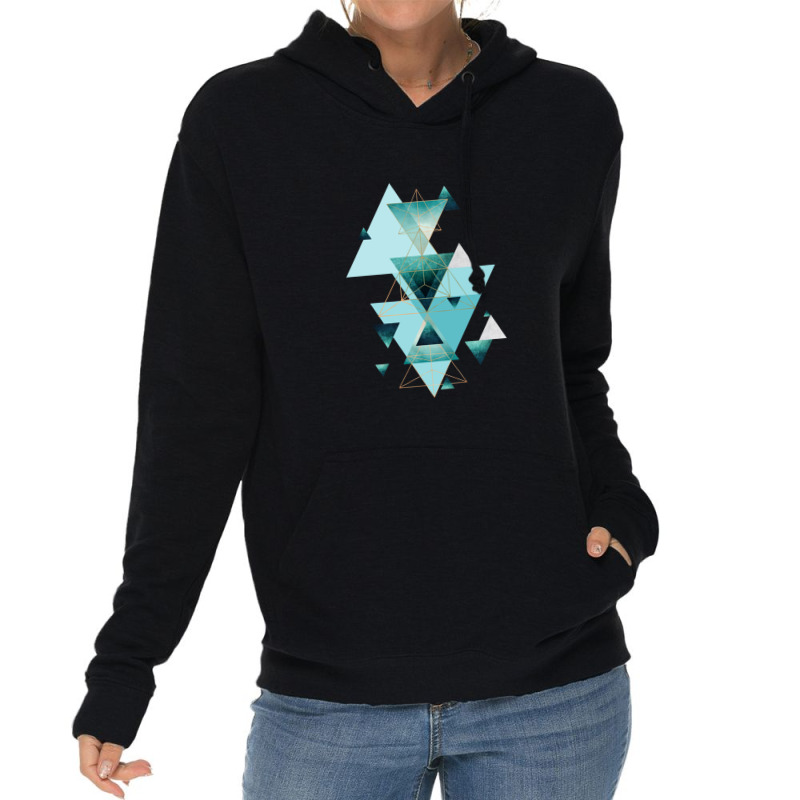 Geometric Triangle Compilation In Teal Lightweight Hoodie | Artistshot