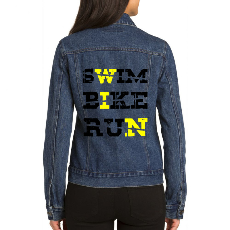 Triathlon Ladies Denim Jacket by YAMARIMULERO | Artistshot