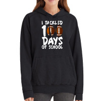 I Tackled 100 Days Of School Football 100th Day Gifts Boys Vintage Hoodie | Artistshot