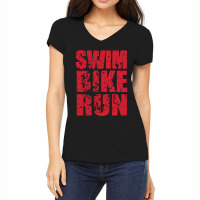 Swim Bike Run, Triathlon Women's V-neck T-shirt | Artistshot