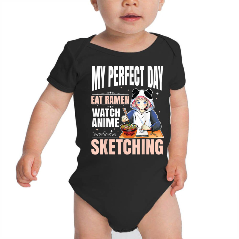 My Perfect Day Anime Ramen Sketching Japanese Aesthetic Girl T Shirt Baby Bodysuit | Artistshot