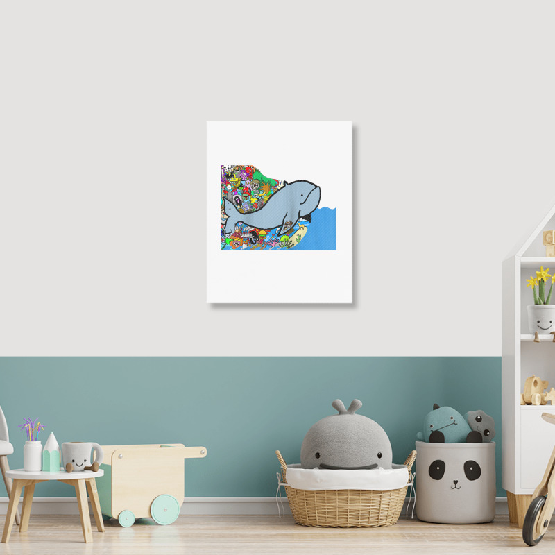 Blue Whale, Marine Sea Animal, Ocean Life, Surf, Art Work Raglan Baseb Portrait Canvas Print | Artistshot