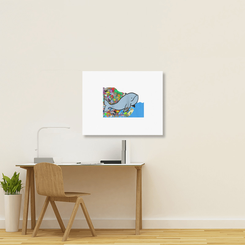 Blue Whale, Marine Sea Animal, Ocean Life, Surf, Art Work Raglan Baseb Landscape Canvas Print | Artistshot